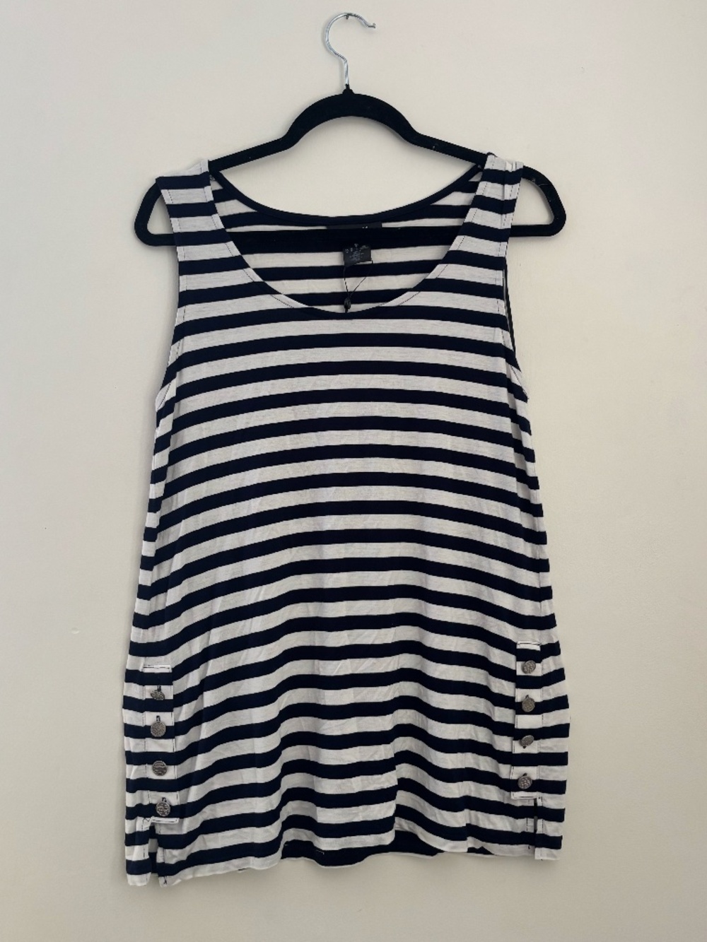 DKNY Navy and White Stripped Tank Top